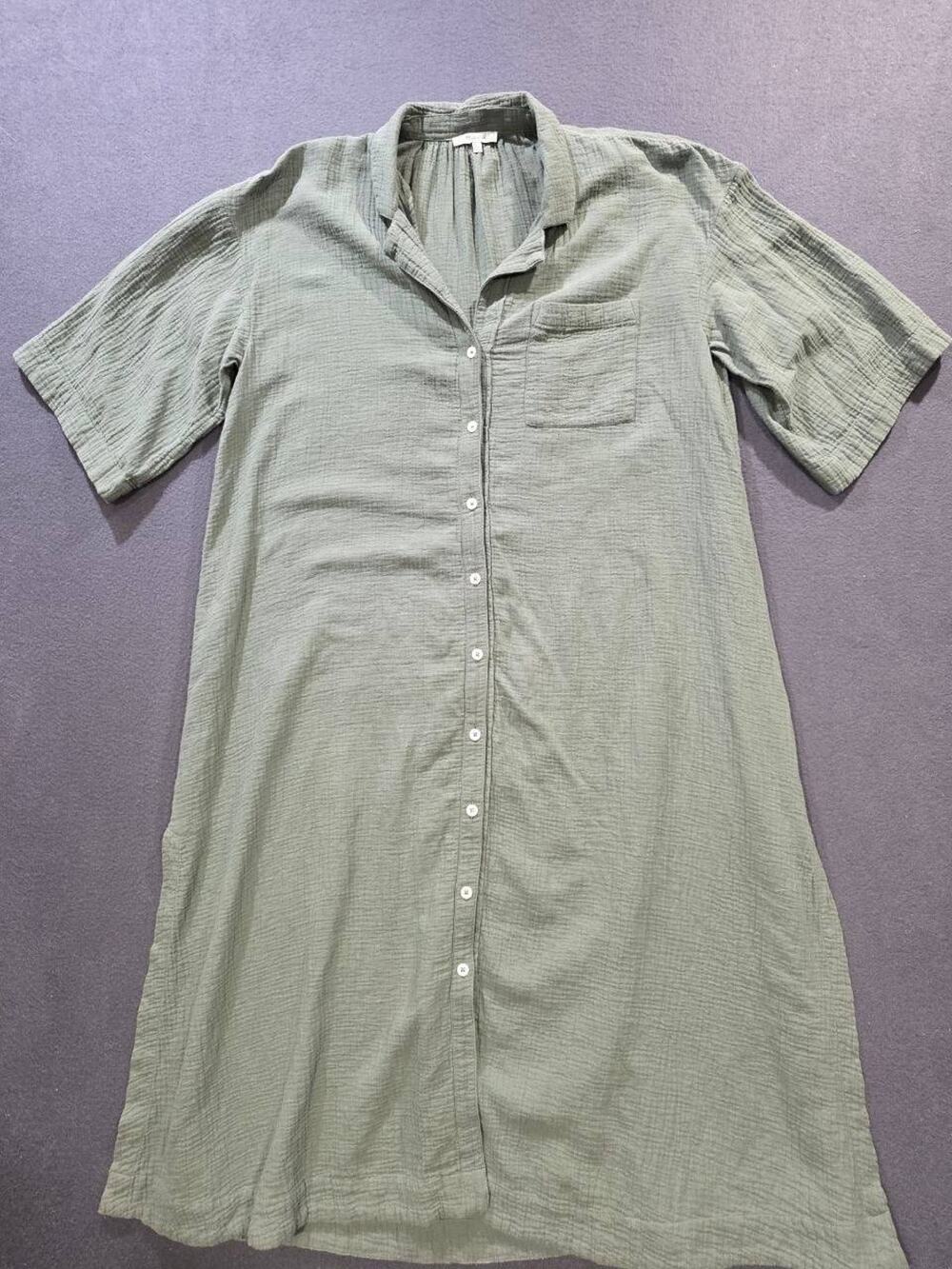 Madewell Sage Green Gauze Shirt Dress Midi Button Down Summer Coverup L A010507